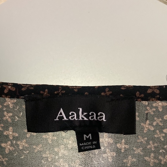 AAKAA brown and black floral chiffon boho dress, size medium - Picture 9 of 14